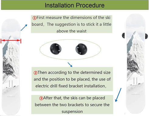 Ski Wall Mount, Indoor Display Rack for Ski Board, Wall Mounted Storage, Home and Garage Snowboard Storage (4 PCS)