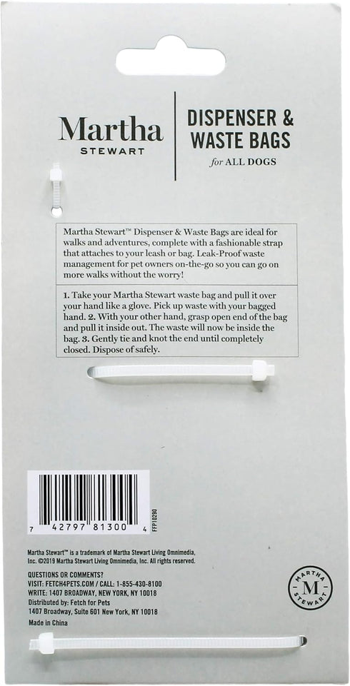 Martha Stewart Pets Waste Bag Dispenser with 30 Unscented, Tear-Resistant Dog Poop Bags