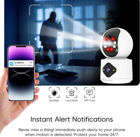 VSTARCAM 2K+2K 360 2-Way 256GB) Cameras for Home Security Indoor, Dual Cameras, Pan-Tilt, Color Night Vision, Motion