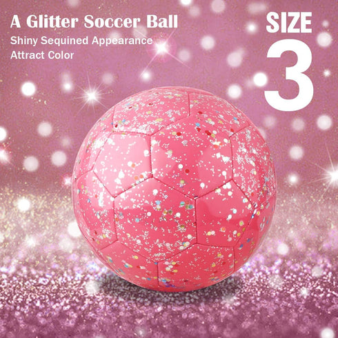 Soccer Ball for Kids, Glitter Shiny Sequins Toddler Soccer Balls for Girls Boys 4-6, Training Outdoor Gift