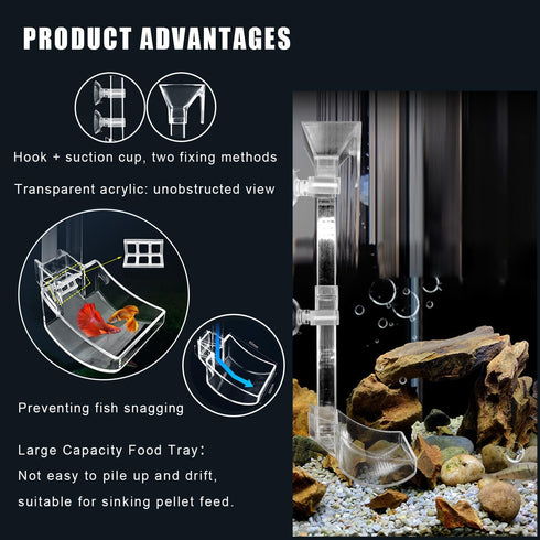 Aquarium Fish Shrimp Feeding Dish Set, Transparent Feeding Tube with Ring and Cleaning Brush for Fish Tank