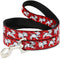Buckle-Down Pet Leash - Dalmatians Running/Paws Reds/White/Black, 6 Feet Long - 1.5" Wide