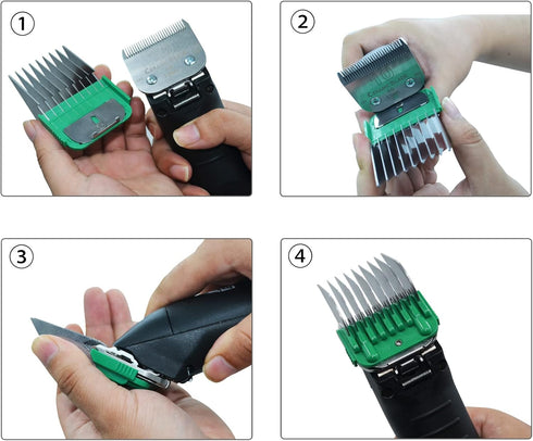 9 Set,Compatible A5, Professional Animal Stainless Steel Attachment Color Guide Comb with Andis, Oster Wahl KM Series
