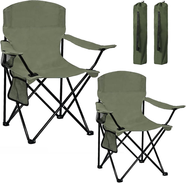 Camping Chair 2 Pack Portable Folding Chair, Supports 300lbs, Lightweight Stable Outdoor