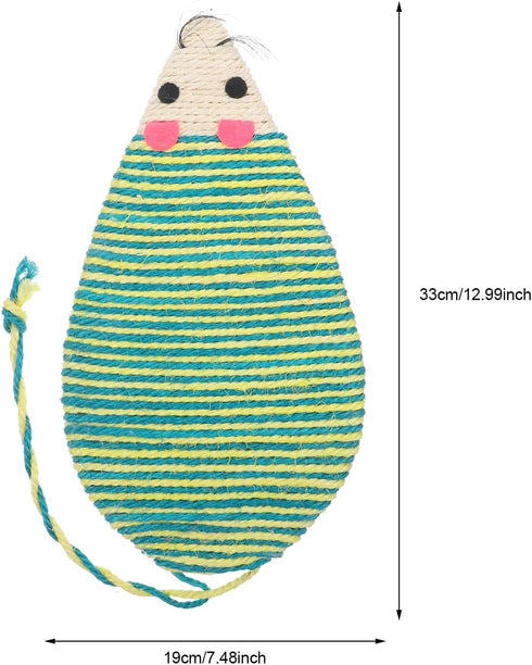 POPETPOP Mouse Shape Cat Scratcher Board, Double-Sided Sisal Mat for Indoor Cats, 12.99x7.48x0.98 inch (Random Color)