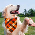 PRITIWEL 2PCS Fall Dog Bandanas Halloween Dog Bandanas Fall Scarf for Boy and Girl Plaid and Stripe Triangle Reversible