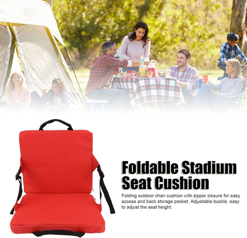 Red Portable Foldable Stadium Seat Cushion - Comfortable Oxford Cloth