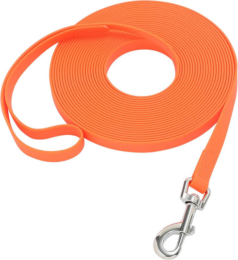 Waterproof Long Leash for Dog Recall Training, Great for Outdoor Hiking, Yard, Beach (Orange, 30ft)