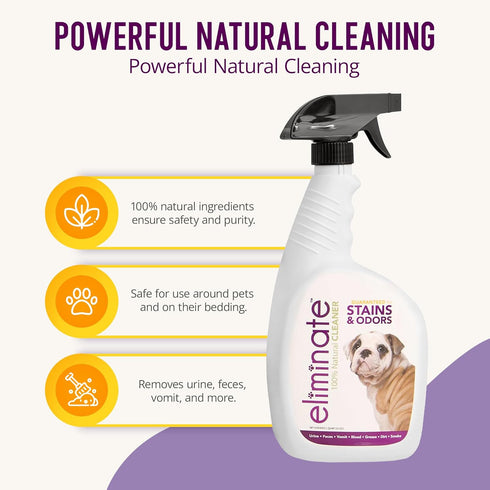 32 Oz Health Extension Eliminate Enzymatic Stain & Odor Remover, - Natural Ingredients, Safe for Pets & People