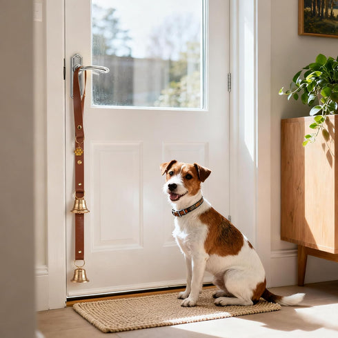 2Packs Leather Dog Door bells for Potty Training, Big Brass Puppy Dog Door Bells Extra Loud for Dogs Training