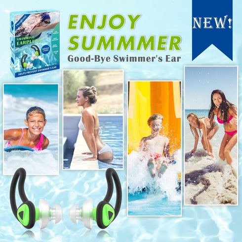 Hearprotek Ear Plugs for Swimming, Waterproof Silicone Water Earplugs for Adults, Juniors, Pool Shower Bathing