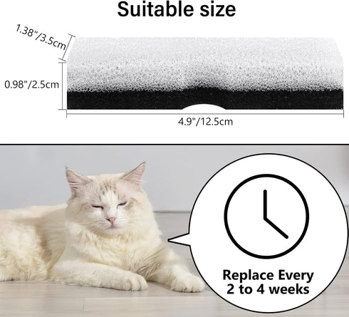 Cat Water Fountain Filter Replacement for 3L WF020 White Pet Fountain, Compatible with Dog Water Dispenser