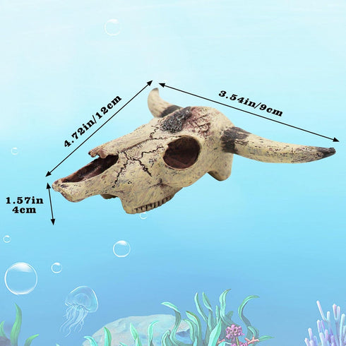 Bearded Dragon Tank Decor Accessories, Resin Cattle Skull Reptiles Hideouts for Fish Aquarium