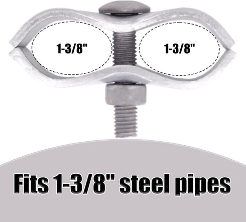 Mabeeze Dog Kennel Panel Clamps for 1-3/8" Pipes - 20 sets Pack of Galvanized Steel Connectors for Chain Link Fence
