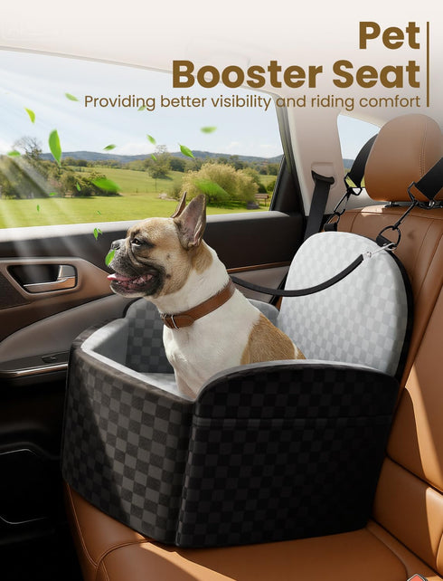 FGU 35 lbs, 2 Dog Car Seat for Small/Medium Dogs Up to Elevated Memory Foam Dog Booster Seat with Safety Belts, Travel