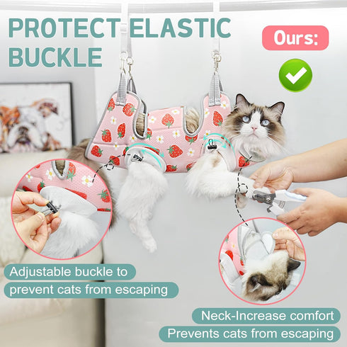 Hammock Trimming, Supet Cat Grooming Harness for Nail Cat Grooming Hanging Sling for Nail Clipping, Pet Restraint