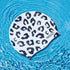 Swim Cap for Women - Silicone Swimming Cap for Long Hair with Leopard Print