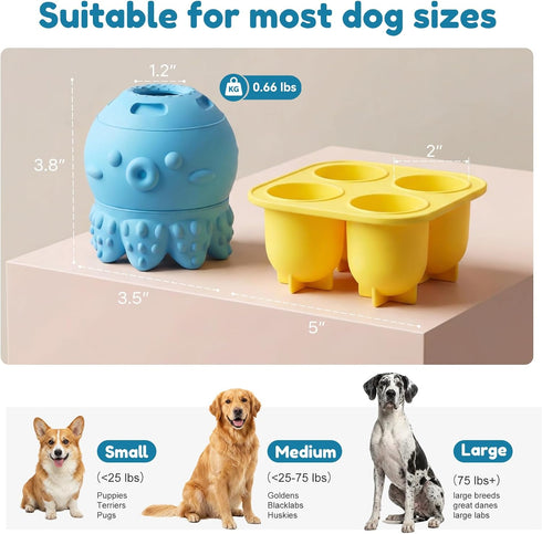 3-in-1 Frozen ZOMISIA Dog Treat Toy, Long Lasting Interactive Dog Chew Toy, Slow Food Training to Reduce Anxiety