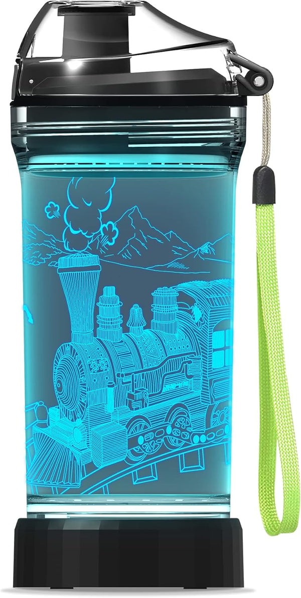 Lightzz Kids Train Water Bottle with 3D Glowing LED Light, Ideal Travel