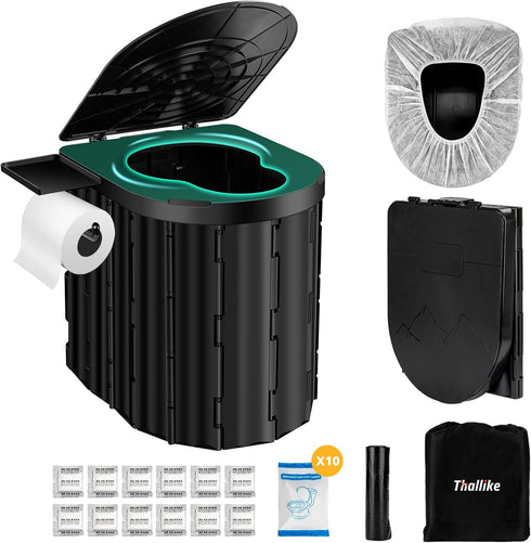 Thallike Portable Camping Toilet with Pop-Up Privacy Tent, 12-inch Toilet Seat, Outdoor Portable