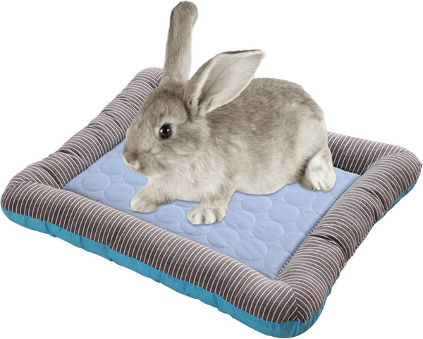 PINVNBY Rabbit Bed Cooling Pad, 20.8" L*16.9" W Ice Silk Summer Pet Sleeping Pad, Washable for Bunnies and Guinea Pigs