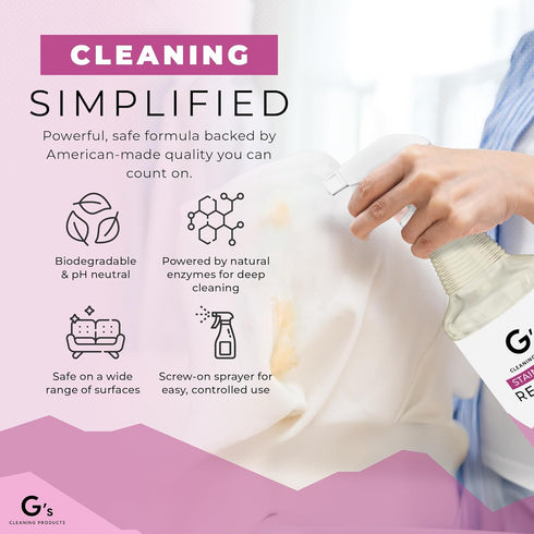 G's Cleaning Products 32 oz G's Cleaning Biodegradable Stain & Odor Remover Spray Pet Urine Enzyme Cleaner Pet Odor