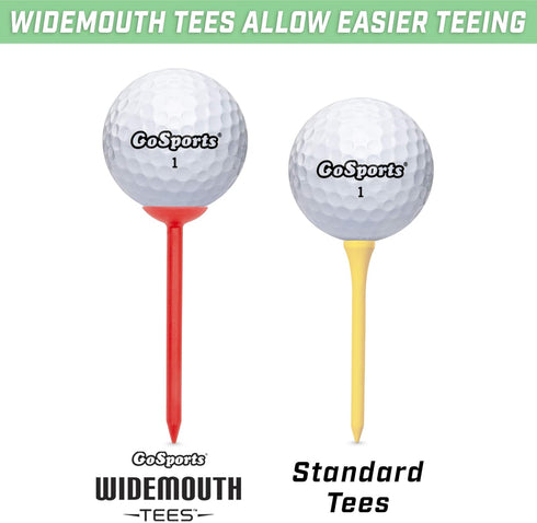 GoSports 3.25” Widemouth Plastic Golf Tees, 60 Tee Player’s Pack for Max Distance and Easier Teeing