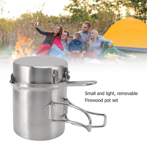 Set Set Wood Stove Cooking Pot Wood Stove Cooking Pot Cookware Stainless Steel Pot Plant for Outdoor Outside