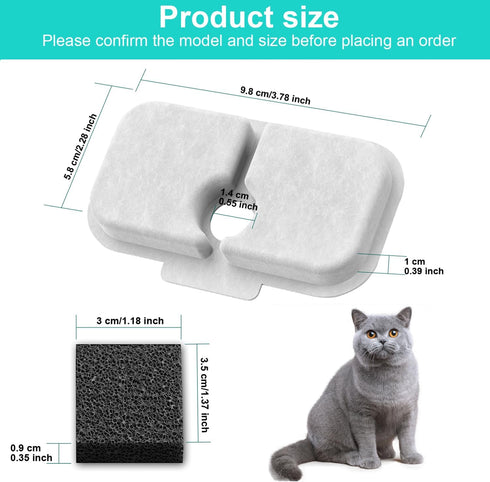 48-Pack PLWF005/PLWF115/PLWF105, Cat Water Fountain Filter Repalcement,For PETLIBRO Dockstream Cat Water Fountain Pet