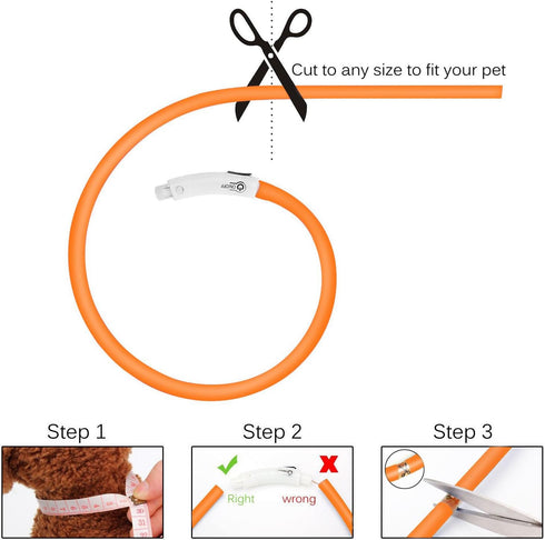 LED Dog Collar, USB Rechargeable Glowing Collar, 3 Flashing Modes, Water-Resistant for Small Medium Large Dogs