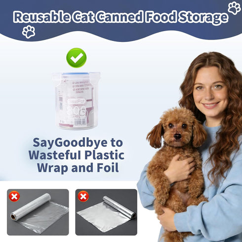 13oz,13.2oz,12.5oz,12.8oz SLSON Dog Canned Food Storage Container for Dog Cans, Transparent Plastic Pet Food Sealer