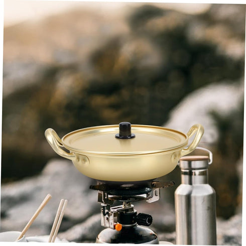 Operitacx Korean Ramen Noodle Pot Lid Fast Heating Aluminum Alloy Cookware for Instant Noodles Soups and Stews