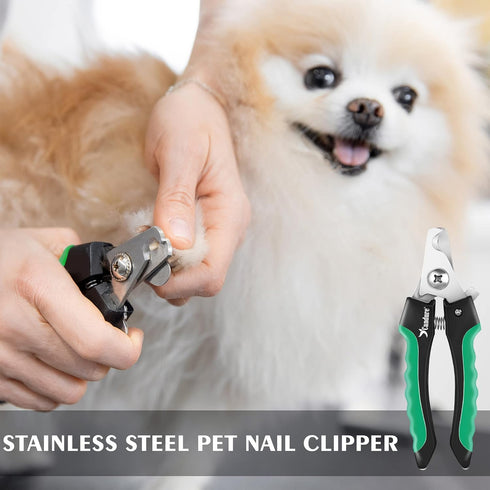 Candure Professional Dog Nail Clippers with Safety Lock, Suitable for Cats, Rabbits, and Guinea Pigs (Green, Medium to