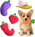 Pets&Goods Plush Squeaky Chew Toys for Small Dogs, 6-Pack Fruit & Vegetable Toy Set