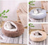 Cat Bed Round Fluffy Hooded Cave - Anti-Anxiety Cozy Cuddler Luxury Pet Bed with Hooded Blanket, Machine Washable Brown