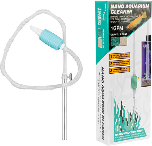 TERA PUMP Nano Aquarium Pump for Cleaning Gravel/Sand, BPA Free, Small Fish Safe Flow Control for Aquariums