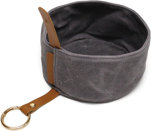 Waxed Canvas Foldable Dog Bowl (Grey)