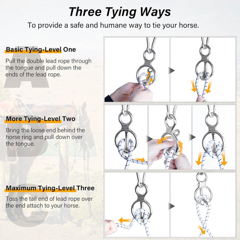 Horse Tie Ring, Safe Horse Accessories, Humane Way Tie Ring with Eye Bolt and Quick Snap