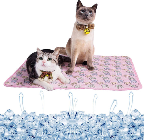 SEIS Dog Ice Pad - Ice Silk Cats Kennel Mat, Breathable Summer Cooling Pad (Pink, M)
