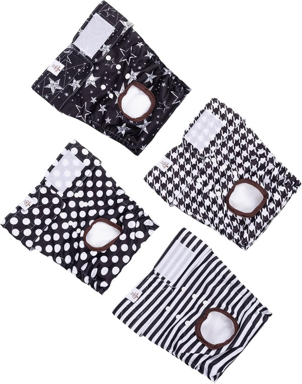 CuteBone Washable Female Dog Diapers 4 Pack Reusable Doggie Heat Diapers for