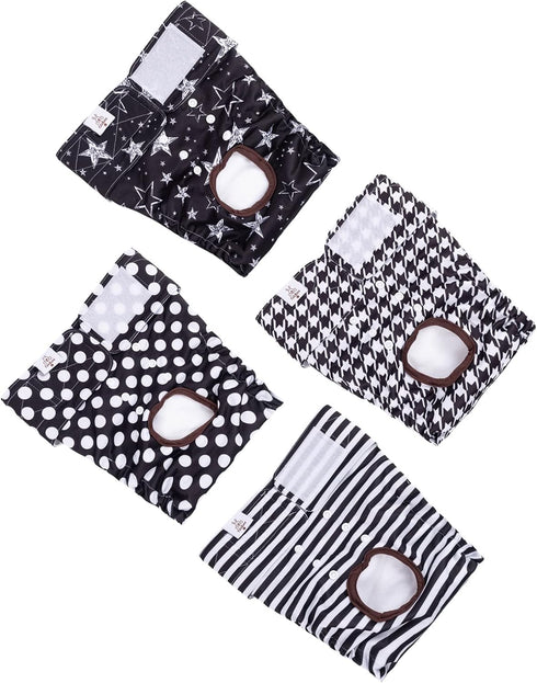CuteBone Washable Female Dog Diapers 4 Pack Reusable Doggie Heat Diapers for