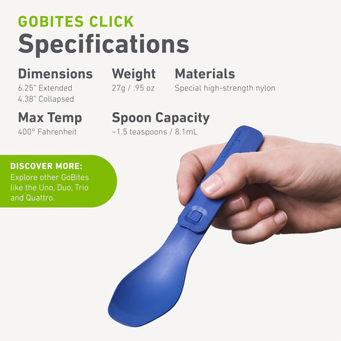 humangear GoBites Click | Portable & Convertible Travel Utensils | Collapsible Fork and Spoon for Camping