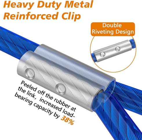 XiaZ 10ft Dog Tie Out Cable, Steel Wire Runner for Yard, Durable Lockable Clips for Medium Dogs