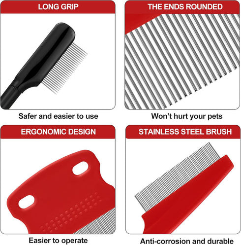 5 Pieces Dog Eye Combs - Tear Stain Remover Combs for Small Dogs, Gently Removing Eye Mucus & Crust (Red, Black)