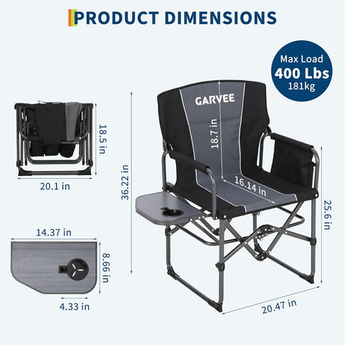 400 lbs, (1 GarveeLife Oversized Directors Camping Chair, Portable Folding Chair for Adults Support Heavy Duty Lawn