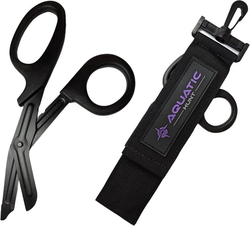 Stainless Steel Dive Scissors/Shears with Sheath and Swivel Clip for Fishing and Hunting