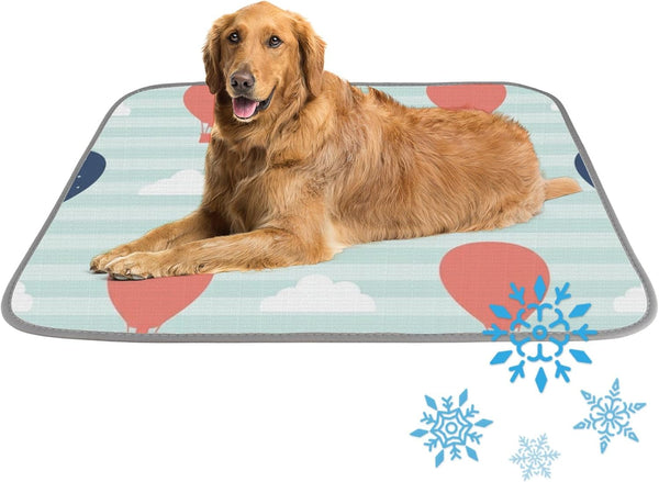 imiBBWQu Dog Cooling Mat Hot Balloon Clouds Orange Water Cooler Mat Washable Dog