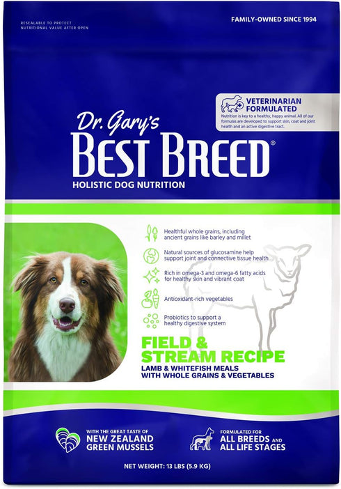 Best Breed Dr. Gary's Field & Stream Recipe, Natural Dry Dog Food for All Breeds and Sizes, 13lbs