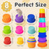 Iffitya 8 Pcs Colorful Stacking Cups for Rabbits, Colorful Bunny Cups for Rabbits and Small Animals, Nesting Rabbit