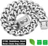 Silver Metal Dog Chain Collar with Secure Buckle & ID Tag, Strong Stainless Steel Cuban Link for Large Dogs (19MM, 26'')